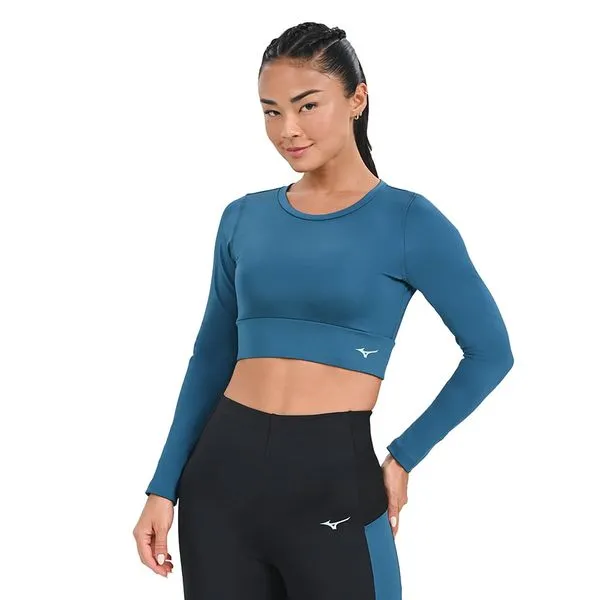 Camiseta Manga longa de Corrida Feminina Mizuno Pro Uv M Azul