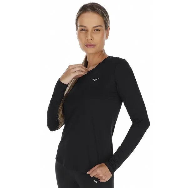 Camiseta Manga Longa Mizuno Pro UV Feminina M Preto