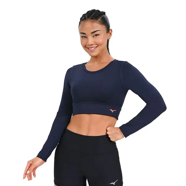 Camiseta Manga longa de Corrida Feminina Mizuno Pro Uv M Azul