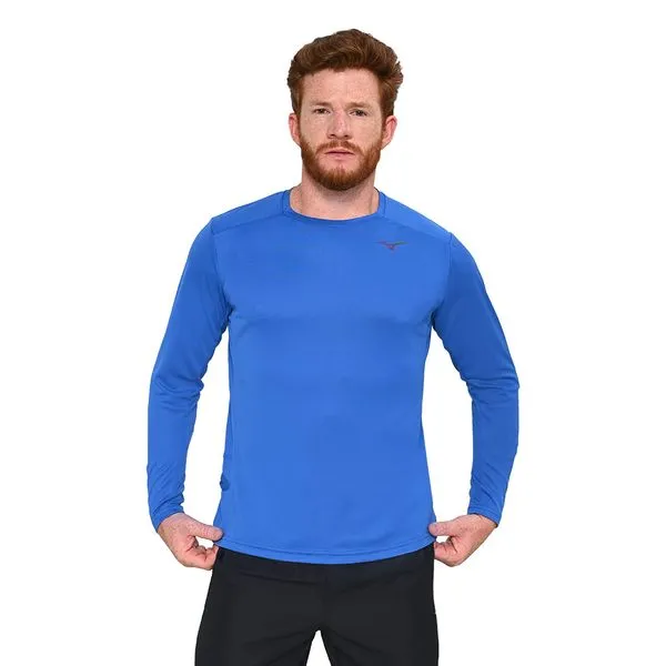 Camiseta de Treino Mizuno Two Loops 88 LS Masculina GG Azul