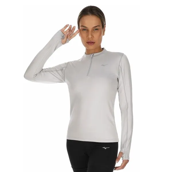 Camiseta Manga Longa Feminina Mizuno Termica G Cinza