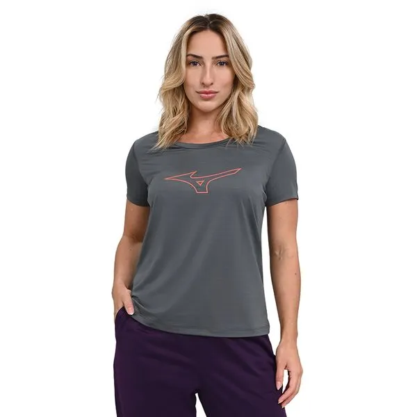 Camiseta de Treino Feminina Mizuno Focus Stamp P Cinza