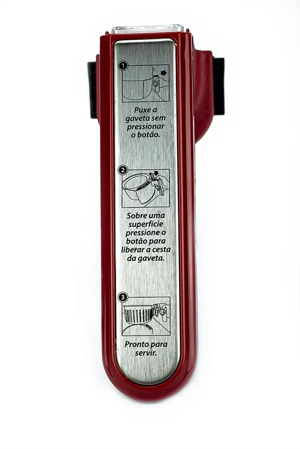 Puxador Air Fryer Mondial AF-14 e AF-37 - Vermelho/Inox Puxador Vermelho Air Fryer Mondial AF-14/ AF-37