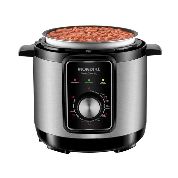 Panela de Pressão Elétrica 3L Mondial Preto/Inox 700W  - PE-47-3L-I 220V