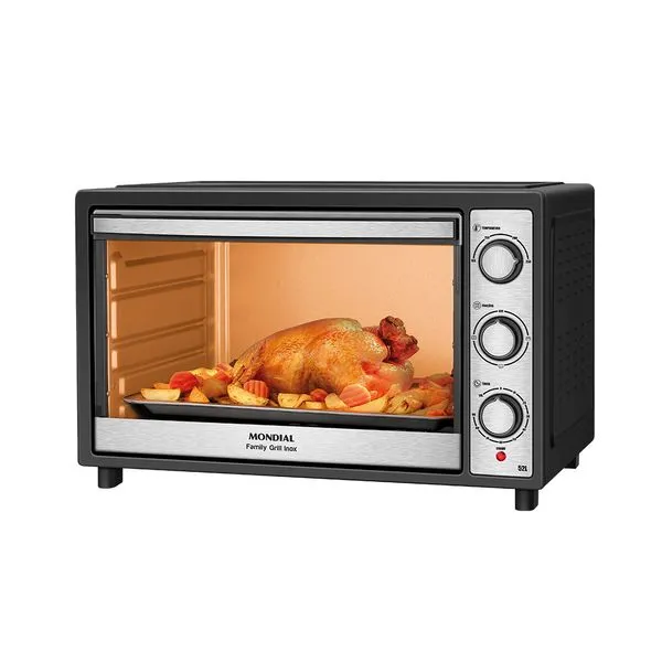 Forno Elétrico 52L Family Grill Inox Mondial Preto/Inox 1800W - FRN-52-BI 127V
