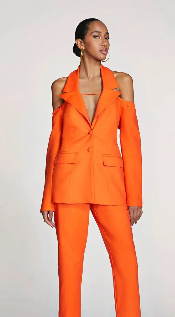Blazer Morena Rosa Com Faixa Laranja M