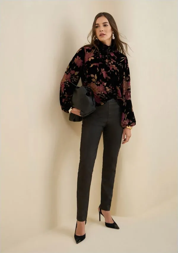 Calça Morena Rosa Skinny Alta Marrom 42