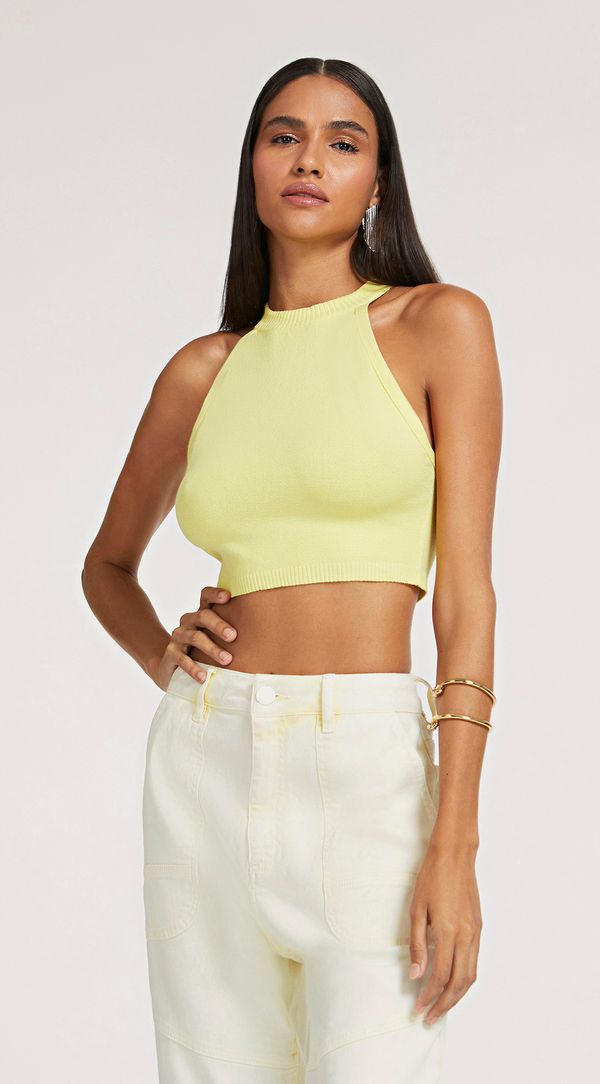 Top Morena Rosa Justo Cavado Com Tie Dye Amarelo M