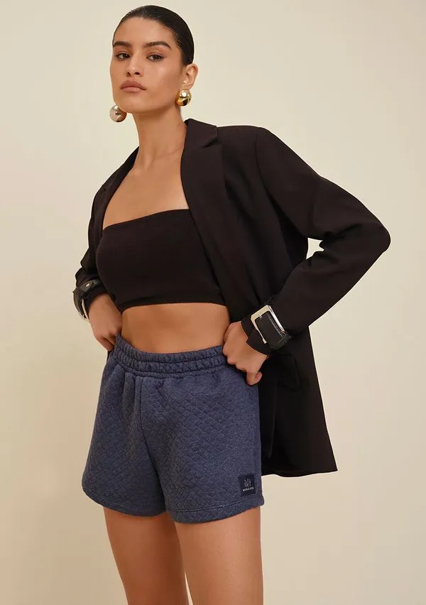 Shorts Morena Rosa Comfort Detalhe Matelasse Azul Marinho 34