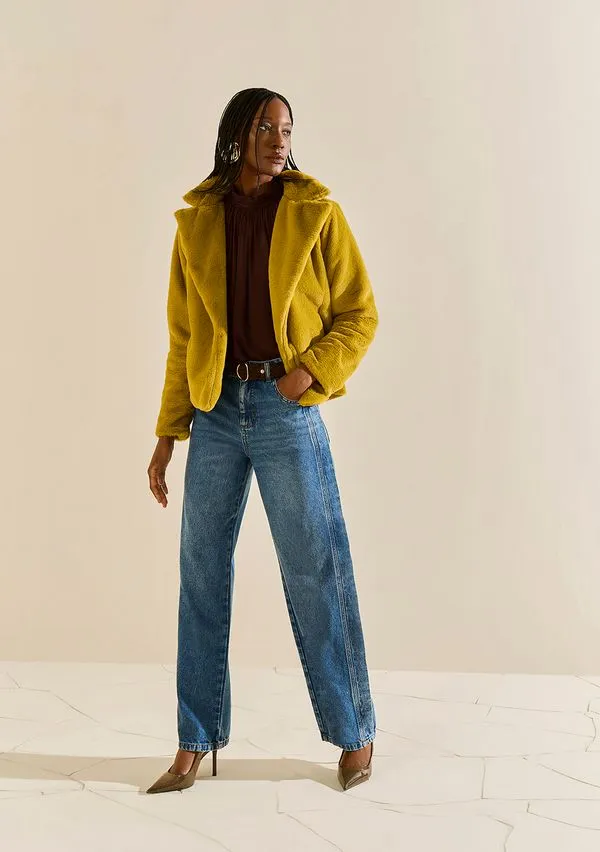 Casaco Morena Rosa Oversized Manga Longa Padrão Verde P