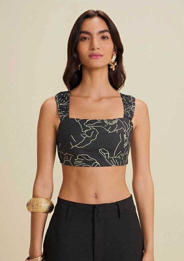 Top Morena Rosa Cropped Alça Detalhe Alça Preto M