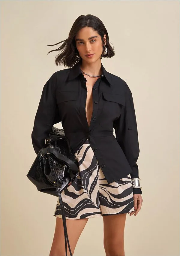 Shorts Morena Rosa Clochard Com Faixa Preto 42
