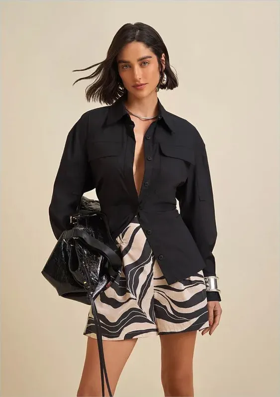 Shorts Morena Rosa Clochard Com Faixa Preto 44