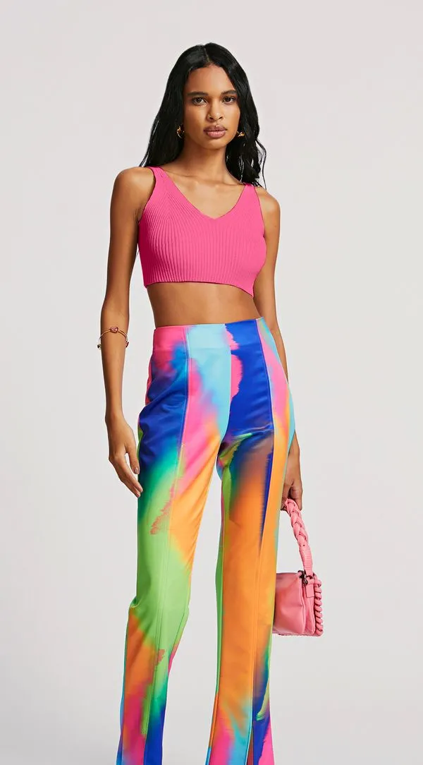 Top Morena Rosa Justo Cavado Canelado Pink M