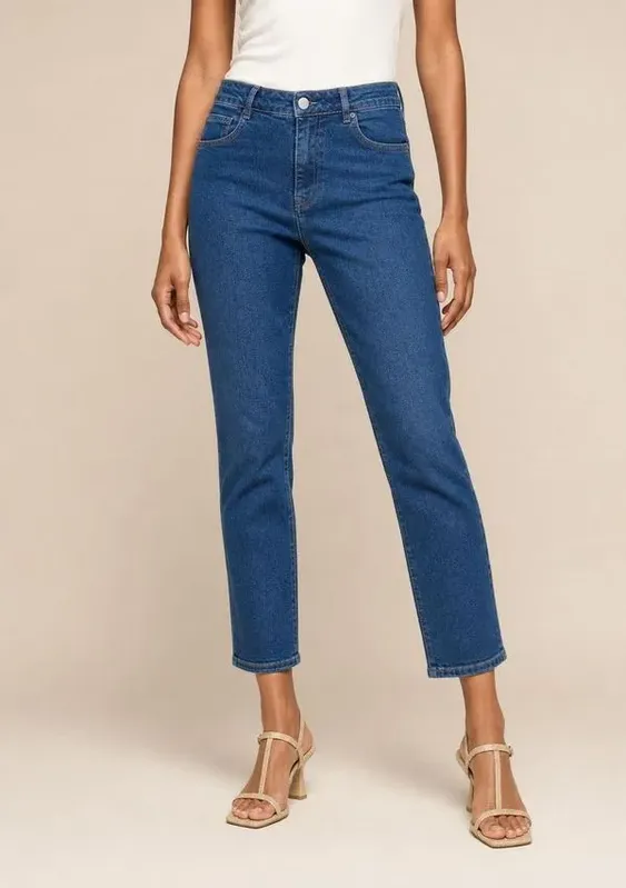 Calça Cigarrete Alta Azul 40