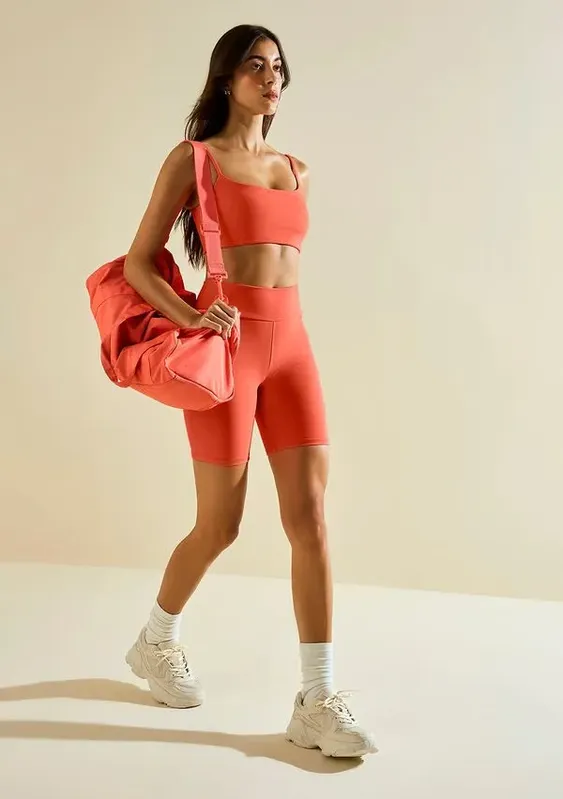 Conjunto Morena Rosa Top E Shorts Esportivo Marrom P