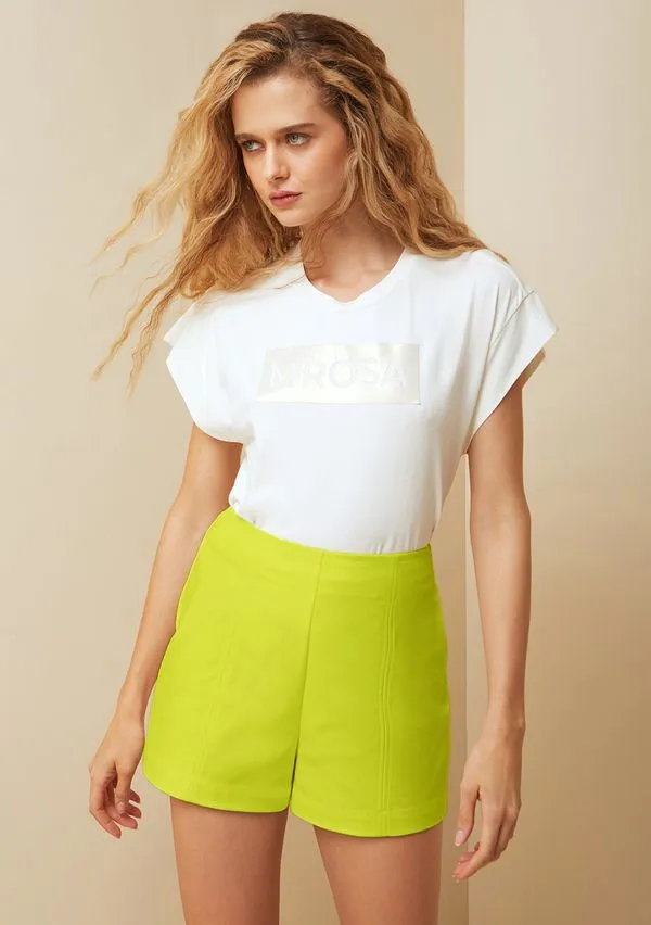 Shorts Morena Rosa Alfaiataria Com Recorte Verde 40