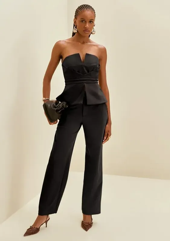 Calça Morena Rosa Cenoura Alta Preto 44