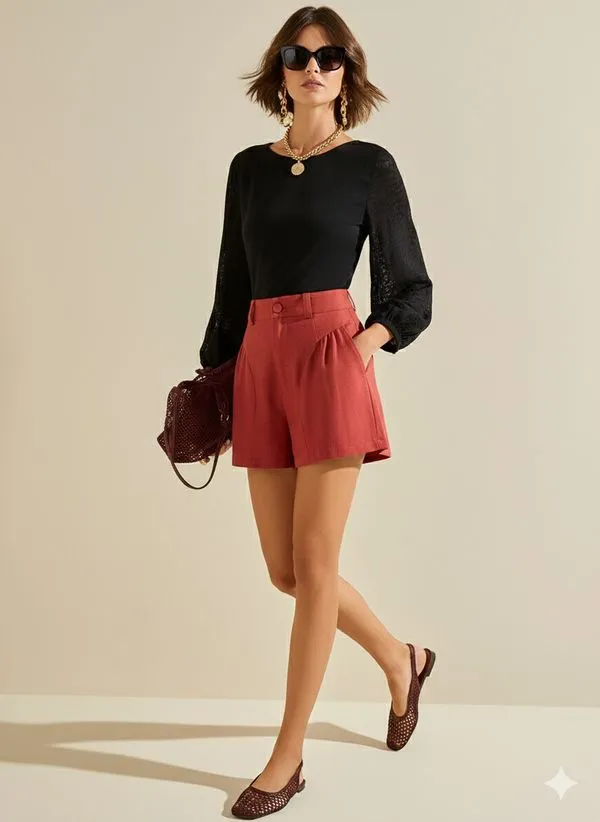 Body Morena Rosa Decote Canoa Manga Longa Preto G