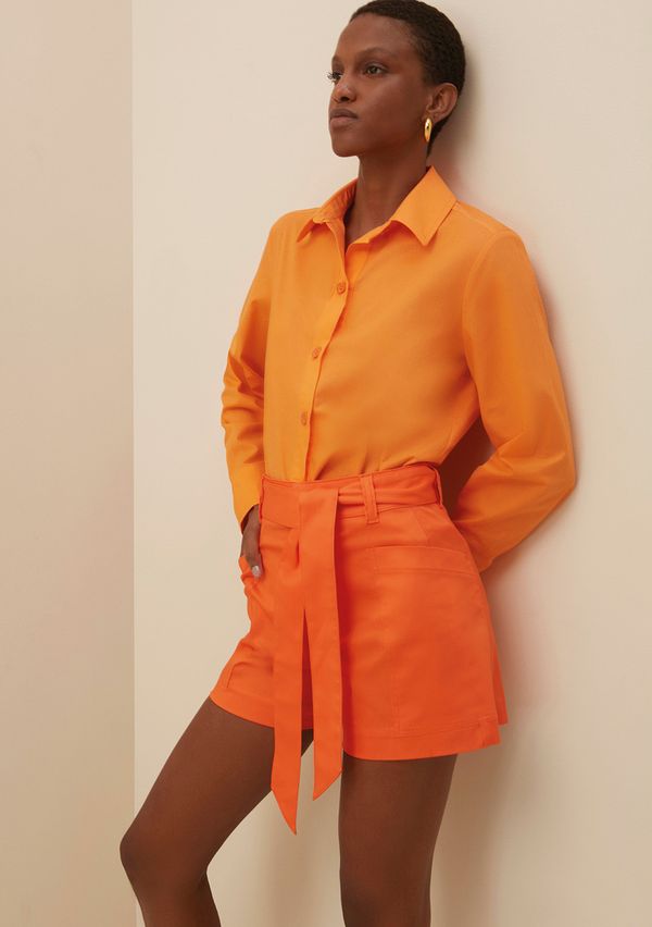 Shorts Morena Rosa Alfaiataria Com Faixa Laranja 40