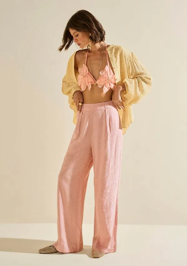 Calça Morena Rosa Wide Alta Rosa 44