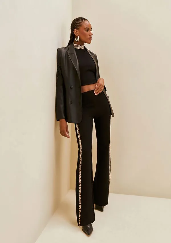 Calça Morena Rosa Flare Alta Preto 40