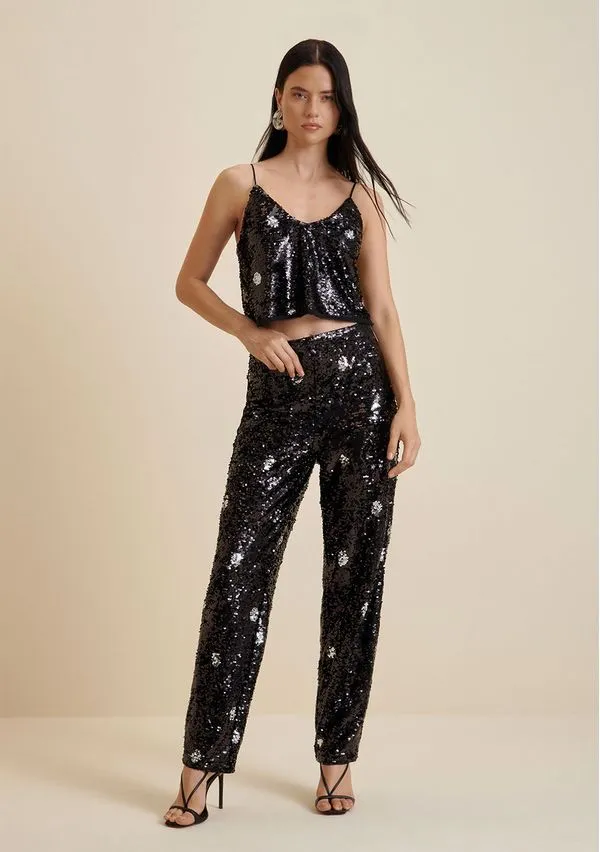 Blusa Morena Rosa Decote V Alça Amarração Costas Preto P