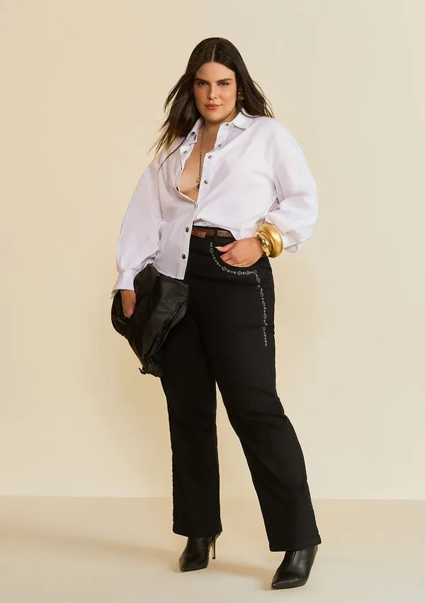 Calça Morena Rosa Reta Alta Preto 46