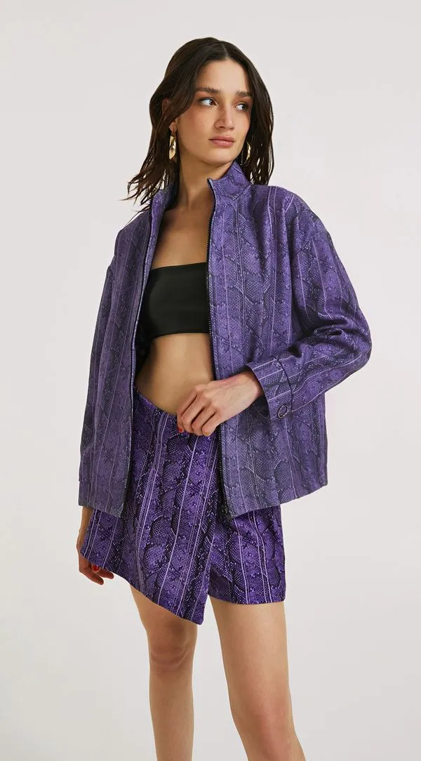 Casaco Morena Rosa Médio Com Bolso Roxo M