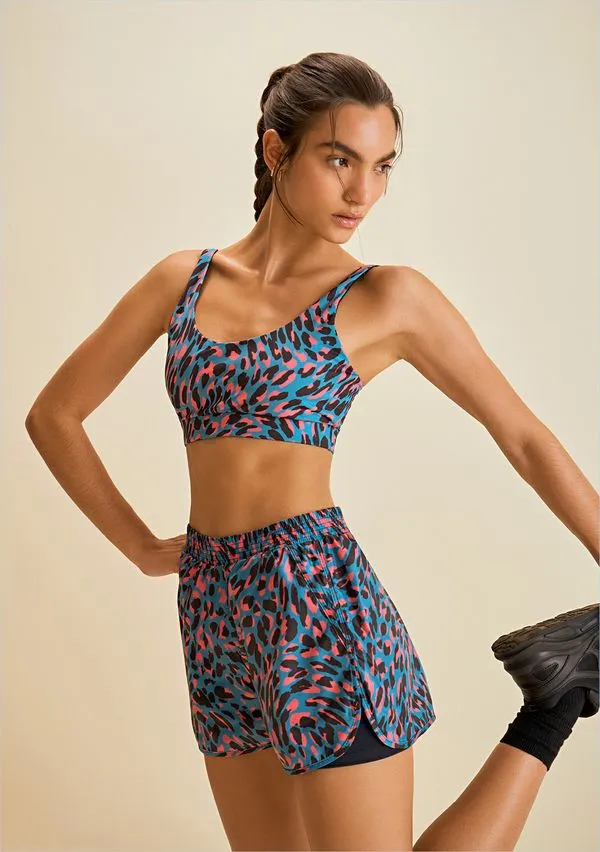 Top Morena Rosa Esportivo Alça Estampado Azul P