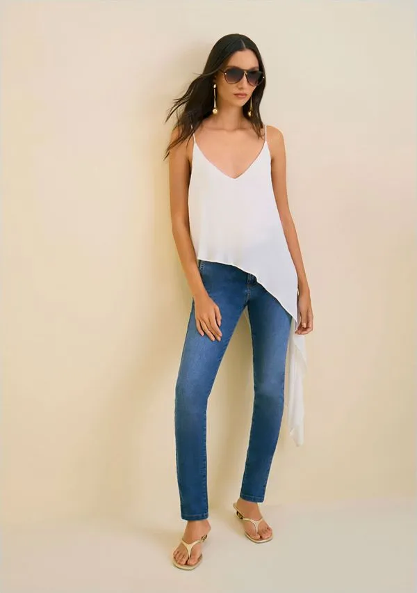 Calça Morena Rosa Skinny Média Azul 40