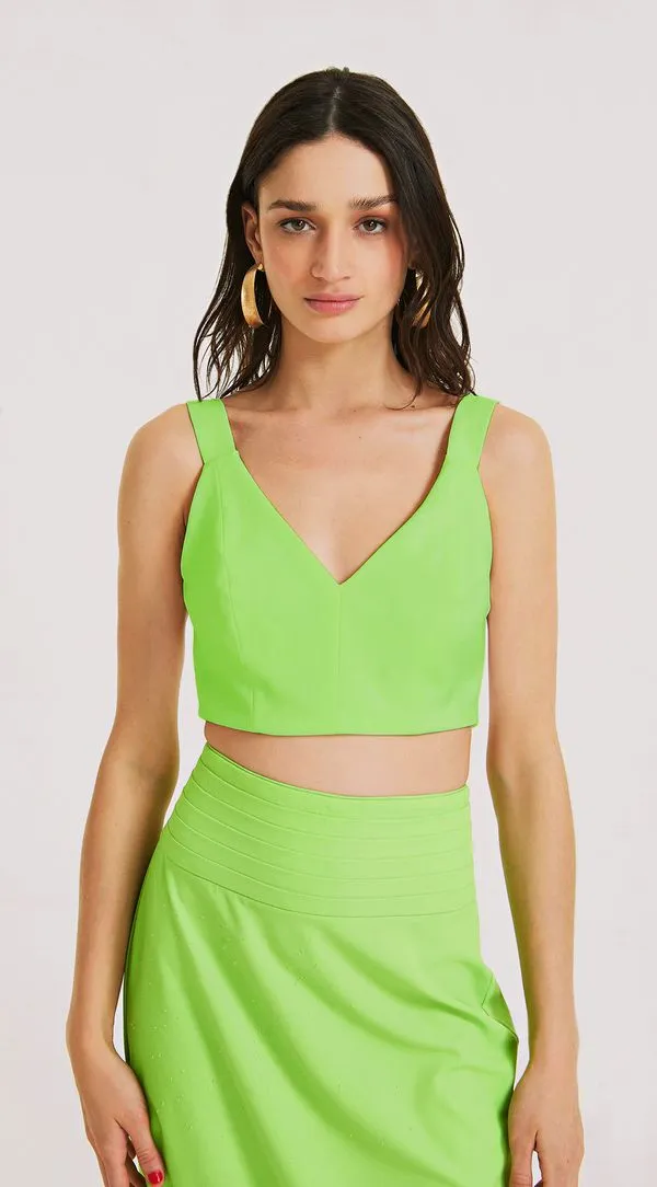 Top Morena Rosa Justo Alça Detalhe Zíper Verde Claro P