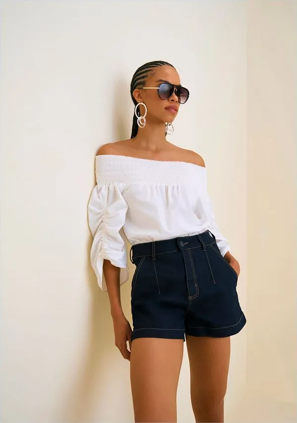 Shorts Morena Rosa Linha A Com Pence Jeans 42
