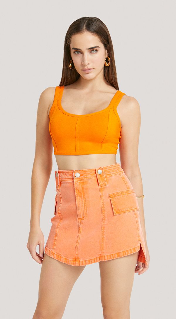 Top Morena Rosa Corset Alça Básico Laranja M