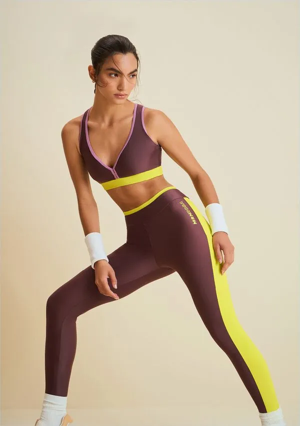 Top Morena Rosa Esportivo Nadador Detalhe Viés Roxo P