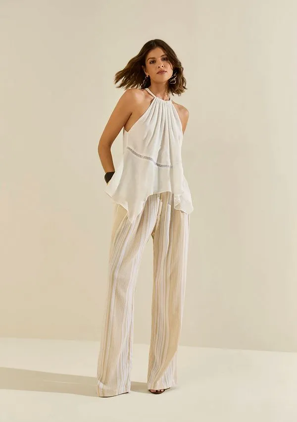 Calça Morena Rosa Wide Alta Off White 36