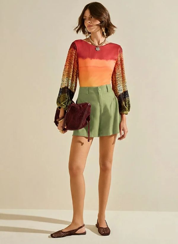 Shorts Morena Rosa Amplo Alta Verde 40