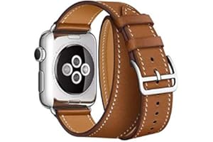 Pulseira de Couro Duas Voltas compativel com Apple Watch 41mm 40mm 38mm - Marca LTIMPORTS (Caqui)