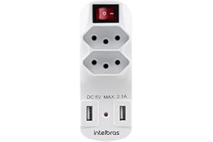 Adaptador de 2 tomadas e 2 USB EAC 1002 Branco Intelbras