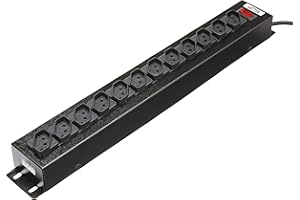 Filtro De Linha Force Line 1,5 Metros Bivolt 12 Tomadas Regua Extensora Rack Padrao, 0091000001, Preto