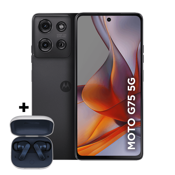 Smartphone Motorola Moto g75 5G + Moto Buds 256GB 16GB (8GB RAM + 8GB RAM Boost) 50MP Sony Lytia 600 Camera Moto AI Ultrarresistência Militar - Preto