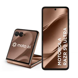 Smartphone Motorola Razr 50 Ultra 5G 512GB 24GB (12GB RAM + 12GB RAM Boost) Tela dobrável 6,9" pOLED e externa 4” Moto AI camera IPX8 - Mocha Mousse - Vegan Leather
