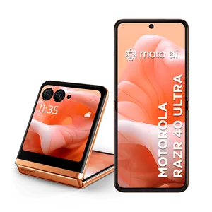 Smartphone Motorola Razr 40 Ultra 5G 256GB 16GB (8GB RAM + 8GB RAM Boost) 12MP com moto AI NFC Dobravel - Peach Fuzz - Vegan Leather