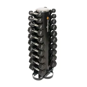 Kit 10 Halteres Emborrachados Hexagonal 1 A 10 Kg (Total 110 Kg) - Wellness - WK089 WK089