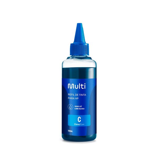 Refil De Tinta Ciano 100ml - Compativel Para Impressoras HP Multi - RF002OUT [Reembalado] RF002OUT