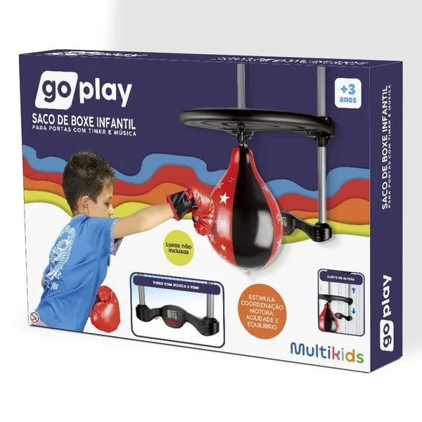 Saco De Boxe Infantil Para Portas com Tempo e Música Go Play Multikids - BR2325OUT [Reembalado] BR2325OUT