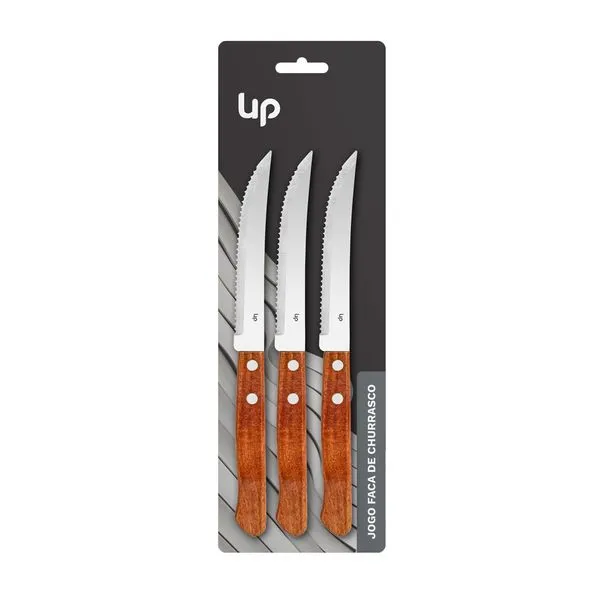 Faca de Churrasco Cabo Madeira 3PCS UpHome - UD238OUT [Remanufaturado] UD238OUT