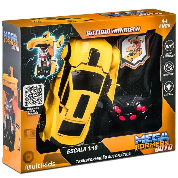 Carrinho Transformável Controle Remoto Megaformers Auto Saturn Amarelo Multikids - BR1653OUT [Remanufaturado] BR1653OUT
