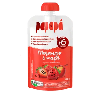 Papinha Orgânica Papapá Morango & Maca 100g