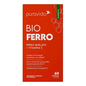 Complemento Alimentar Puravida Bio Ferro Quelato Bisglicinato + Vitamina C 60 Cápsulas